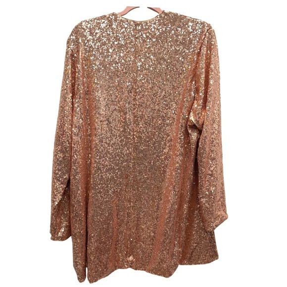 Torrid Stretch Sequin Long Line Open Front Blazer Jacket Size 2X Rose Gold NWT - Picture 3 of 9